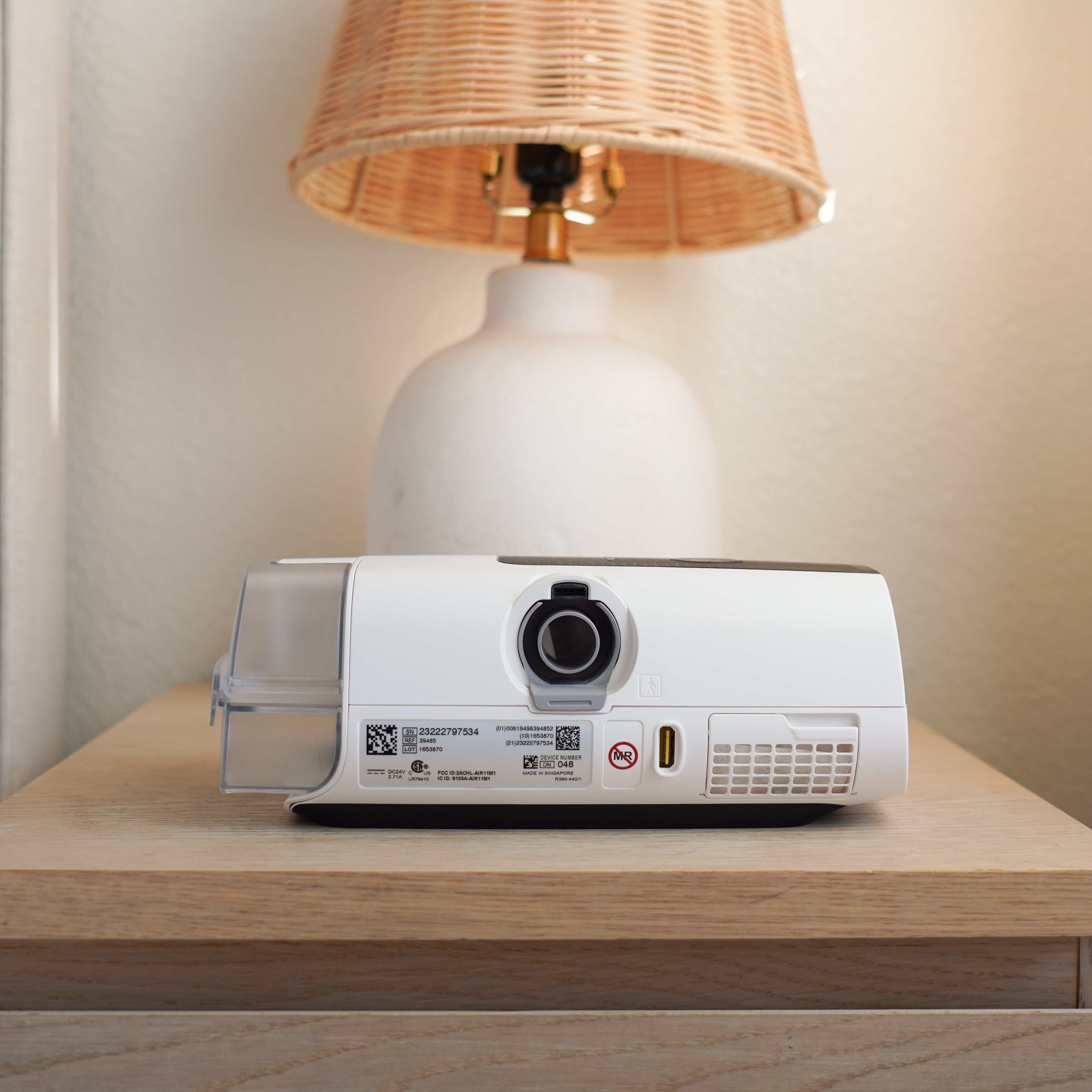Rear view of the AirSense 11 on a bedside table